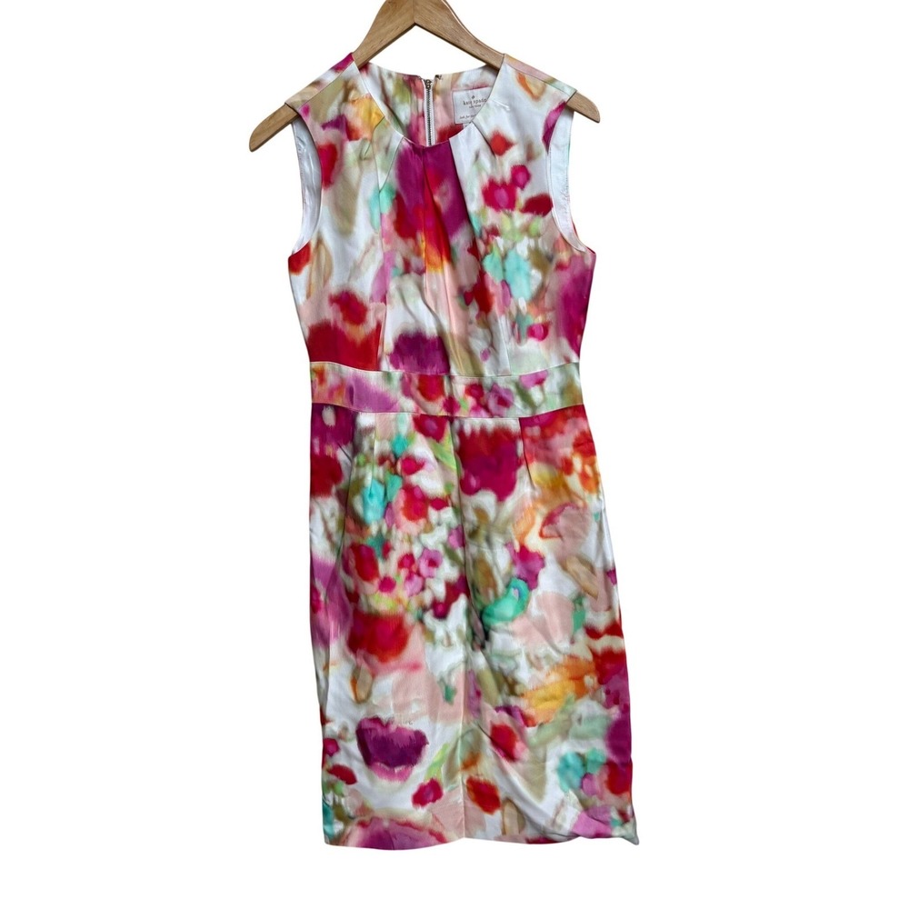 Kate Spade New York Watercolor Floral Sheath Dress Pink Red Green Size 6 - Picture 2 of 8